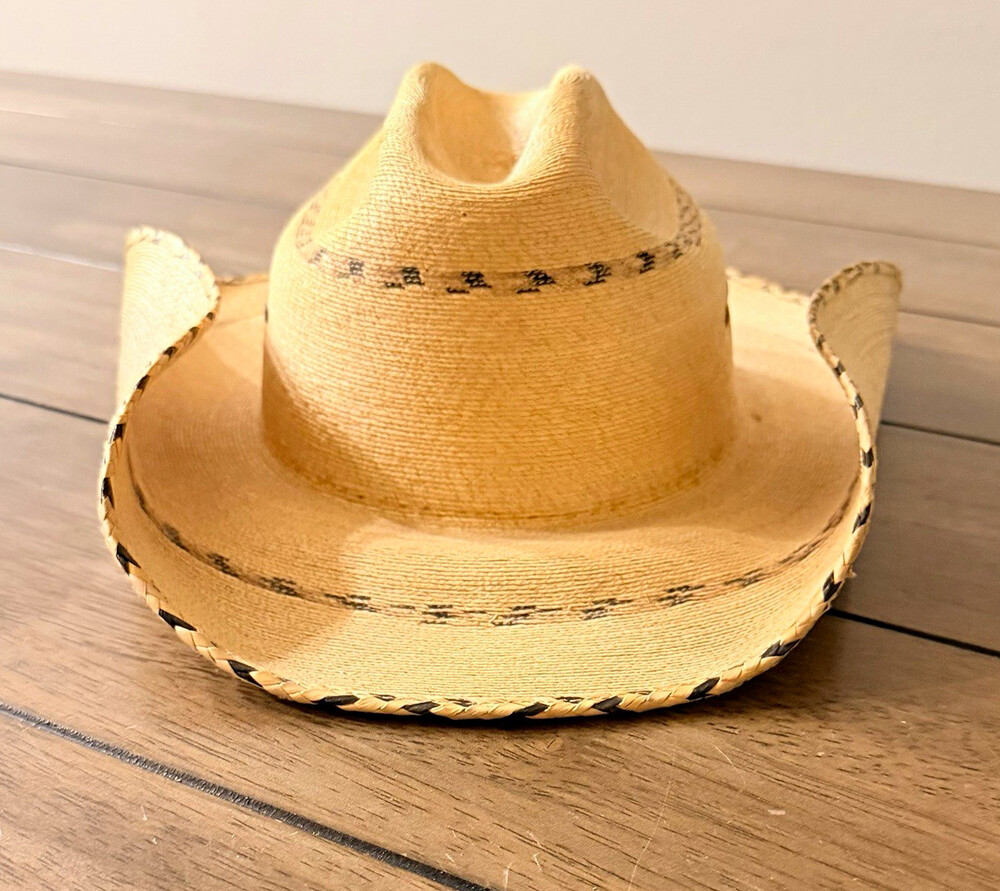 Hat N Hand Black Diamond Palm Leaf Cowboy Hat Size 7 1/4 Mex 58 Fort Worth TX